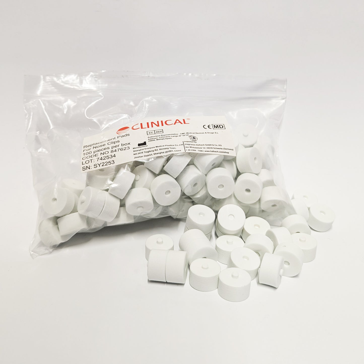 Schaumstoffpads für Nasenklemmen 100 Stk. / Packung