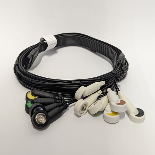 Patientenkabel (Flat) 10-adrig mit Druckknopfadapter für MS12-USB